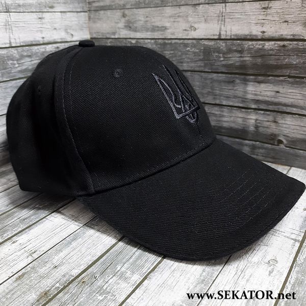 Кепка (бейсболка) Malfini / Мальфіні чорна з чорним&nbsp;тризубом (Україна) Malfini_black_black фото