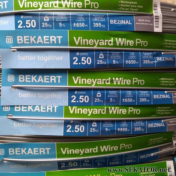 Металевий шпалерний дріт Bekaert / Бекаерт Vineyard Wire Pro (Бельгія) 2.5 мм АРТ0003 фото