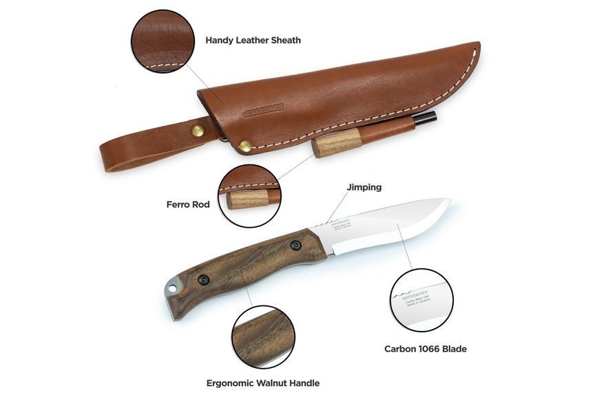 Ніж туристичний компактний BPS Knives HK1 CSHF, вуглецева сталь, кресало (Україна) HK1 CSHF фото