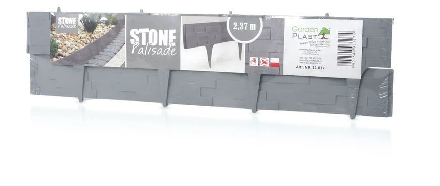 Декоративний парканчик GardenPlast Stone Palisade, 2,34 м (Польща) Графіт Stone Palisade-1 фото