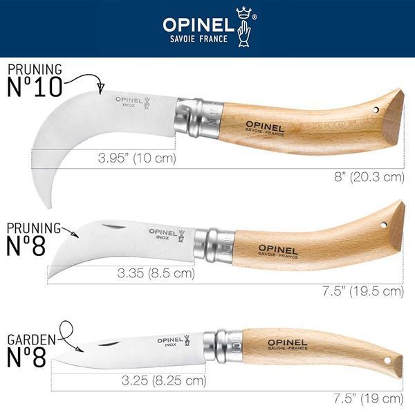 Серповидний садовий ніж Opinel №10 для обрізки (Франція) 000657 фото