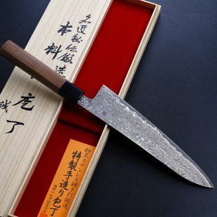 Ніж кухонний Honmamon / Хонмамон "HARUKAZE" Gyuto (Шеф) Damascus, 210 мм (Японія) 4573200705199 фото